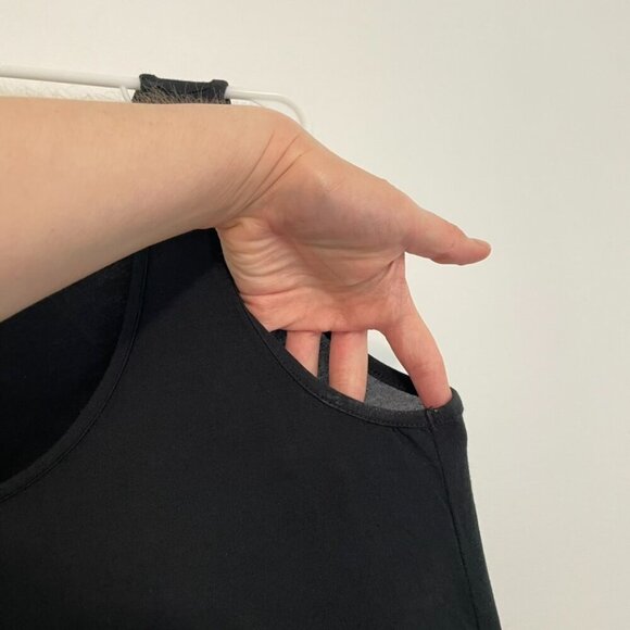 LOGO BY LORI GOLDSTEIN Layers Tank Top with Broomstick Hem Black Polka Dot Mesh - Picture 7 of 16